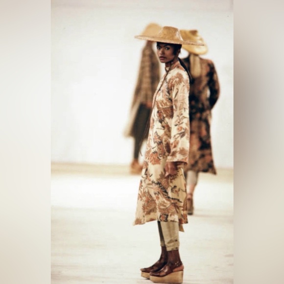 Vintage Ralph Lauren Collection Silk Kimono Tunic Dress Kaftan Floral Runway 90s - Picture 3 of 16